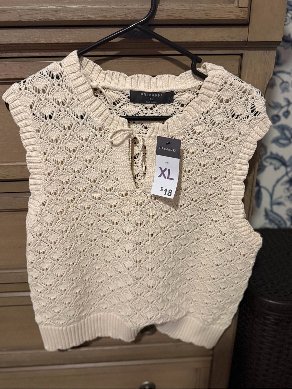 Primark Cream Crochet Knit Sleeveless Vest XL